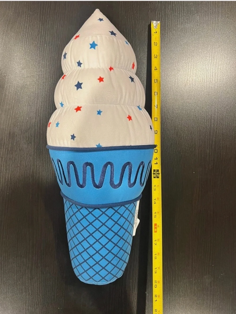 Blue Ice Cream Cone Plush with Star-Patterned Top